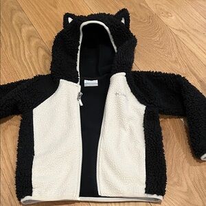Columbia Black and Cream Fleece Jacket with Cat Ears